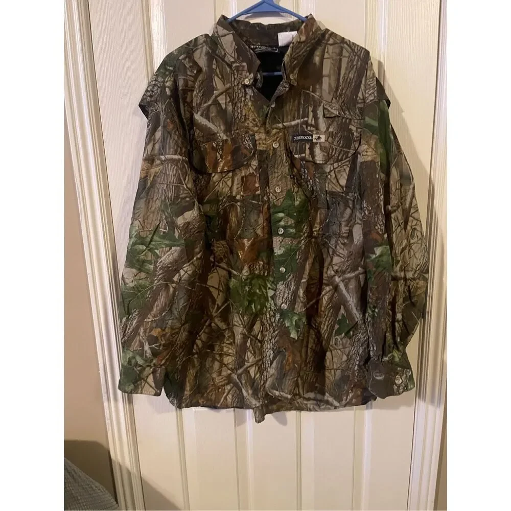 Winchester Mens RealTree Hardwoods Camo Button-Down Shirt Size XL